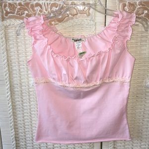 Pink crop top with lace